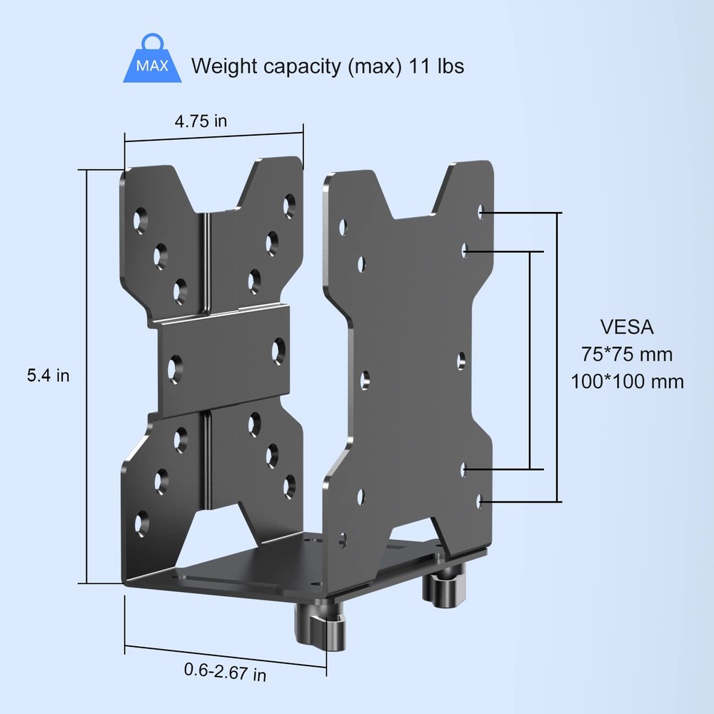 Adjustable Thin Client Mini PC Mount Bracket,CPU VESA Under Desk and Monitor ...