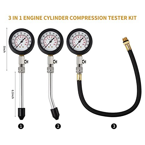 8PCS Compression Tester, Engine Compression Tester kit Professional Plastic red