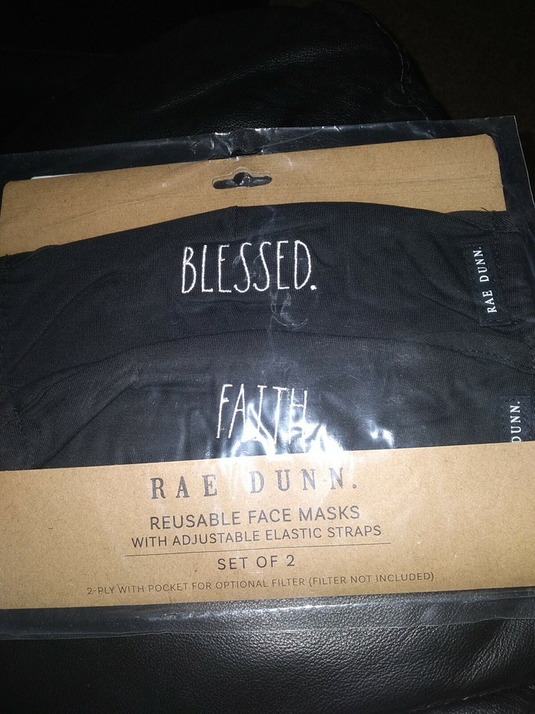 Rae Dunn Mask "Blessed" and "Faith"