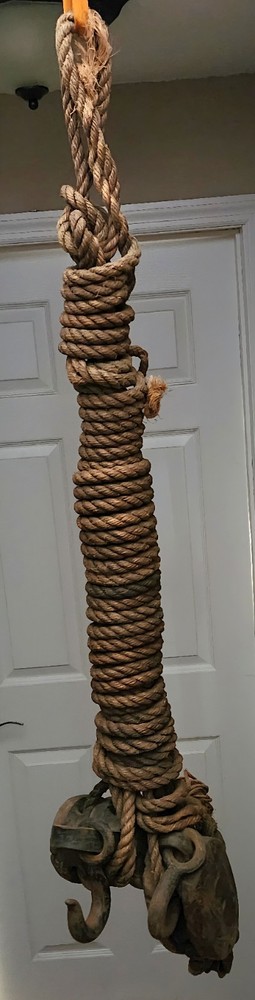 Vintage  Pulleys Hooks And Rope Rope