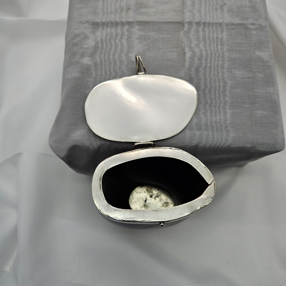 Silver Plate & Natural Horn Container Handcrafted / Hand Made