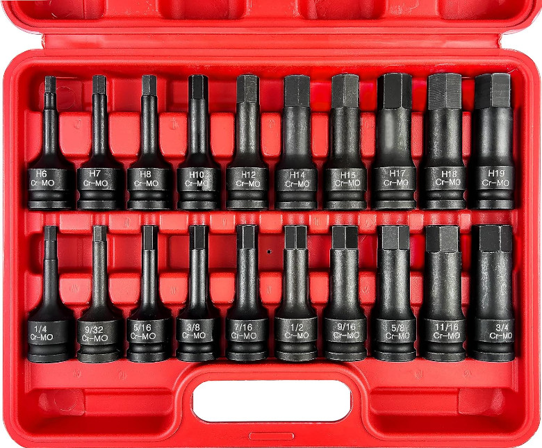 1/2" Drive Master Impact Hex Bit Set, 20 Piece Hex Driver Socket Set, Allen Bit