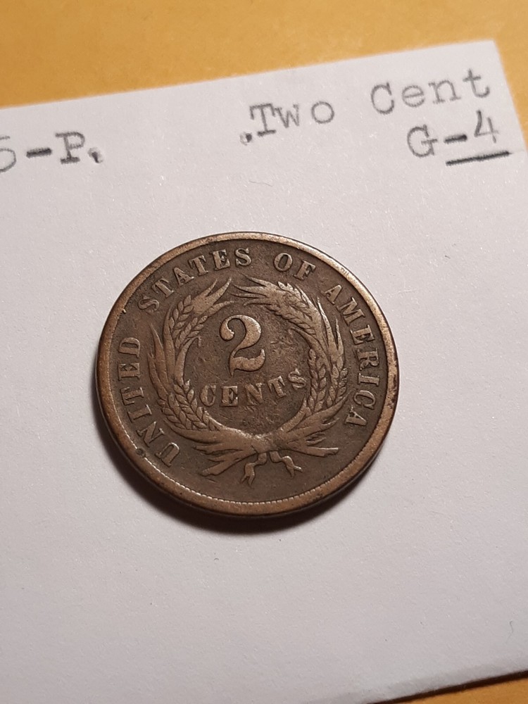 1865 2 Cent Coin Brown
