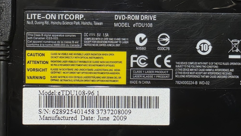 LiteOn DVD-Rom Drive eTDU108 External