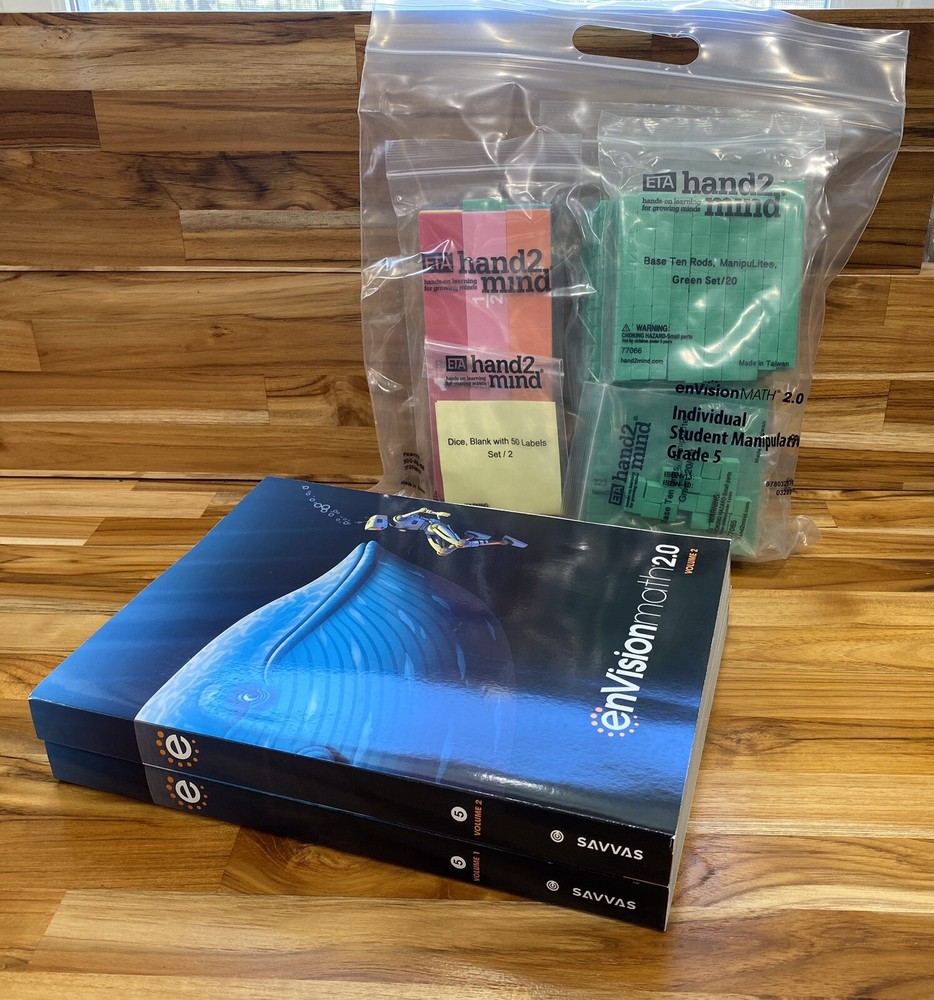 EnVision Math Grade 5 Workbooks & Manipulatives Vol 1 & 2 Common Core Student