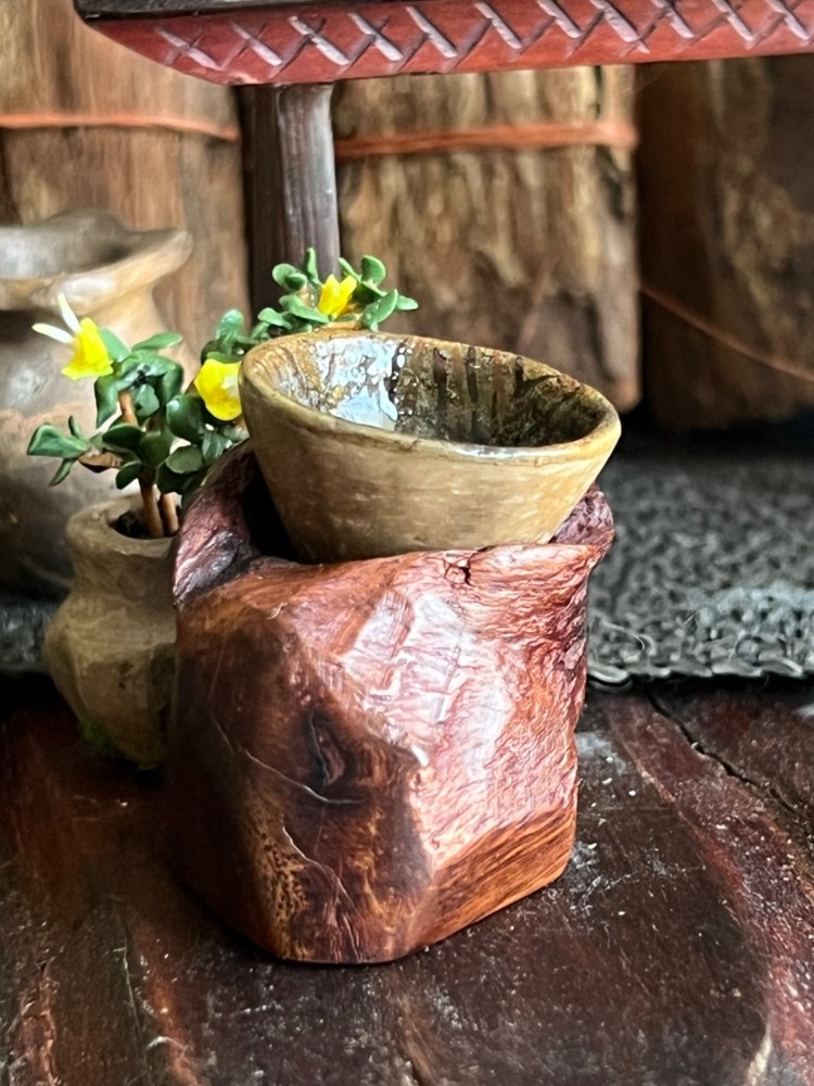 Miniature Awajun Pottery Bowl Handmade Earthenware Ceramic Cocoashi Fish Scale