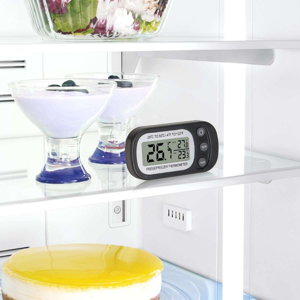 2pc Refrigerator Thermometer Digital Fridge Freezer Waterproof Large LCD Display