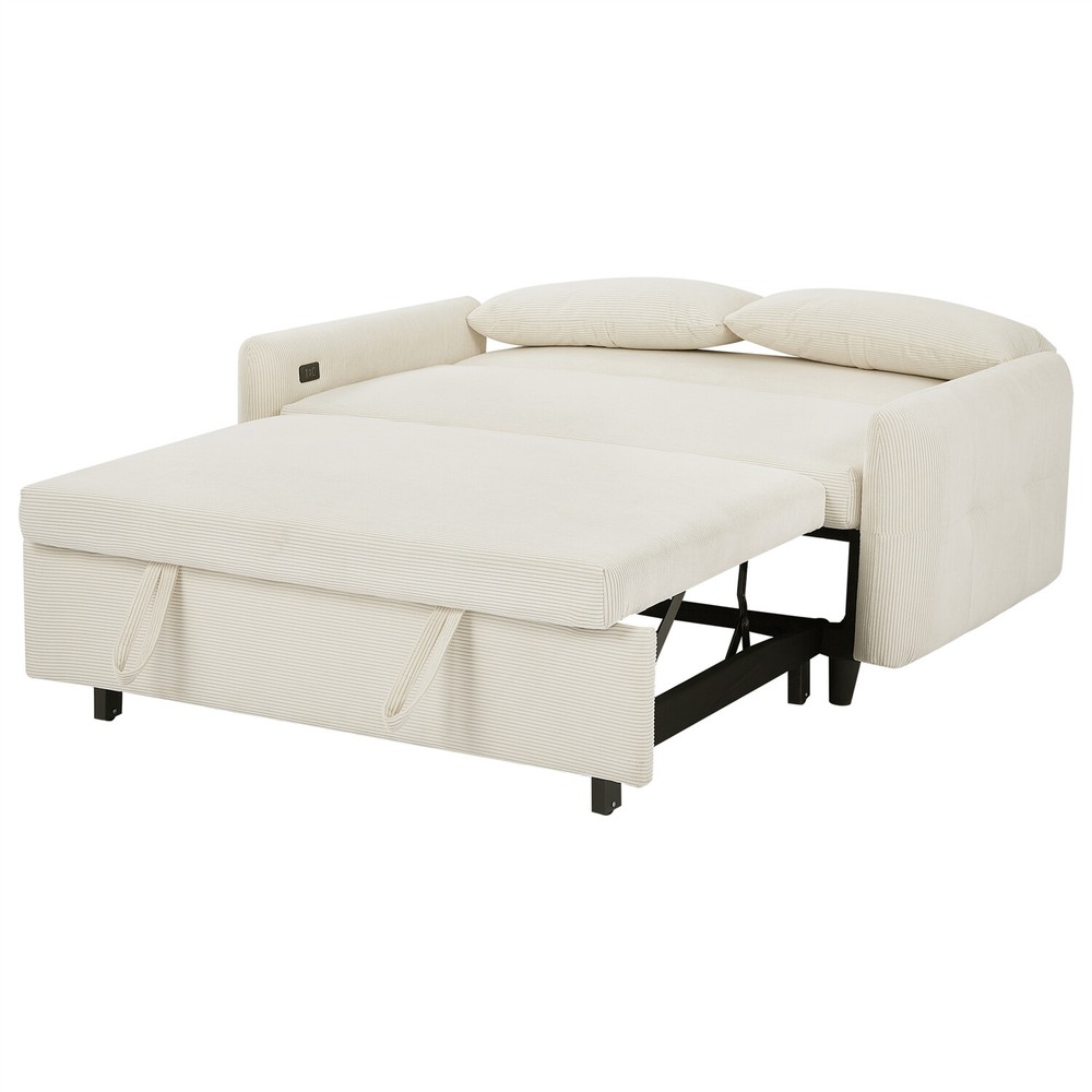 Convertible Sleeper Sofa Bed Loveseat Sofa Couch w/ Pull Out Bed & USB Ports