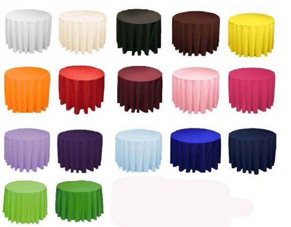 10 Round 120" Polyester Tablecloths 5ft Table Cover High Quality Made in USA