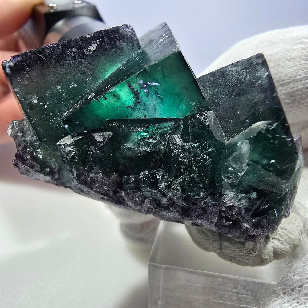 Clear Phantom Fluorite Cube Specimen zonal green purple Okorusu, Namibia