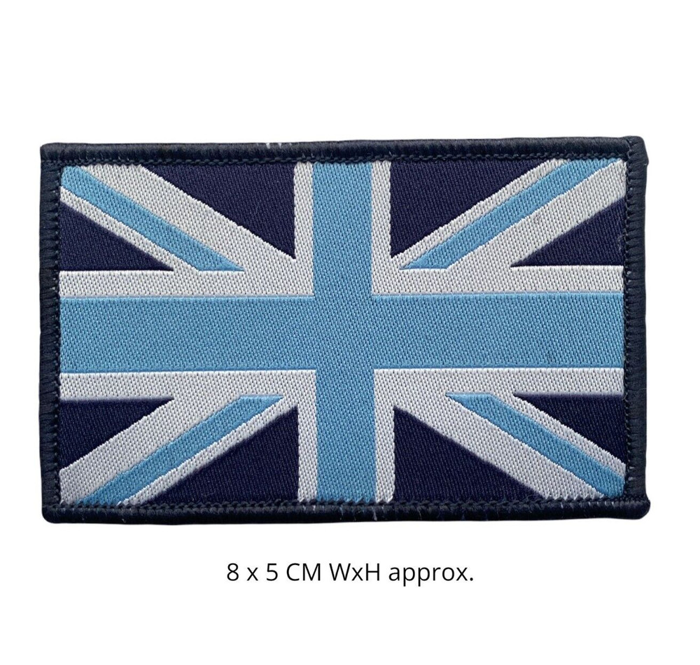 Union Jack British Embroidered (sky blue) + Hook & Loop /Sew on Patch BadgeN-160