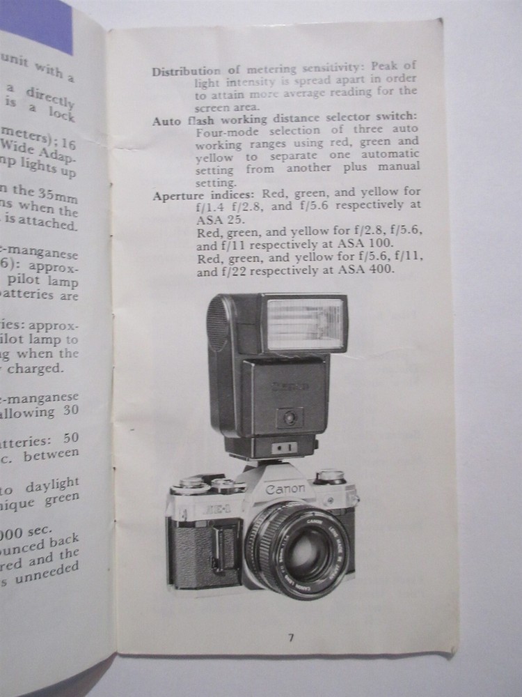 Canon Speedlite 199A Owner’s Manual Instructions Guide