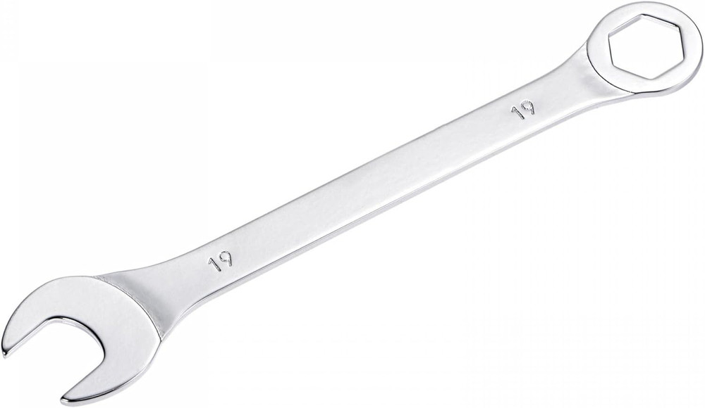 Thin Combination Wrench with Offset 6-Point End and Angled Open End, Metric Mirr