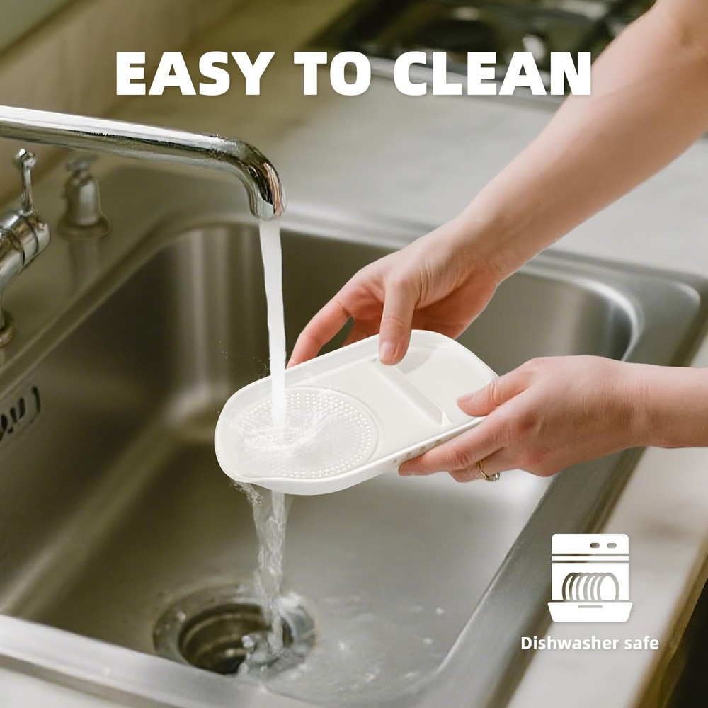 Garlic Grater Plate, 4 in 1 Ceramic Egg Cracker, Spoon Rest, Herb Stripper Bo...