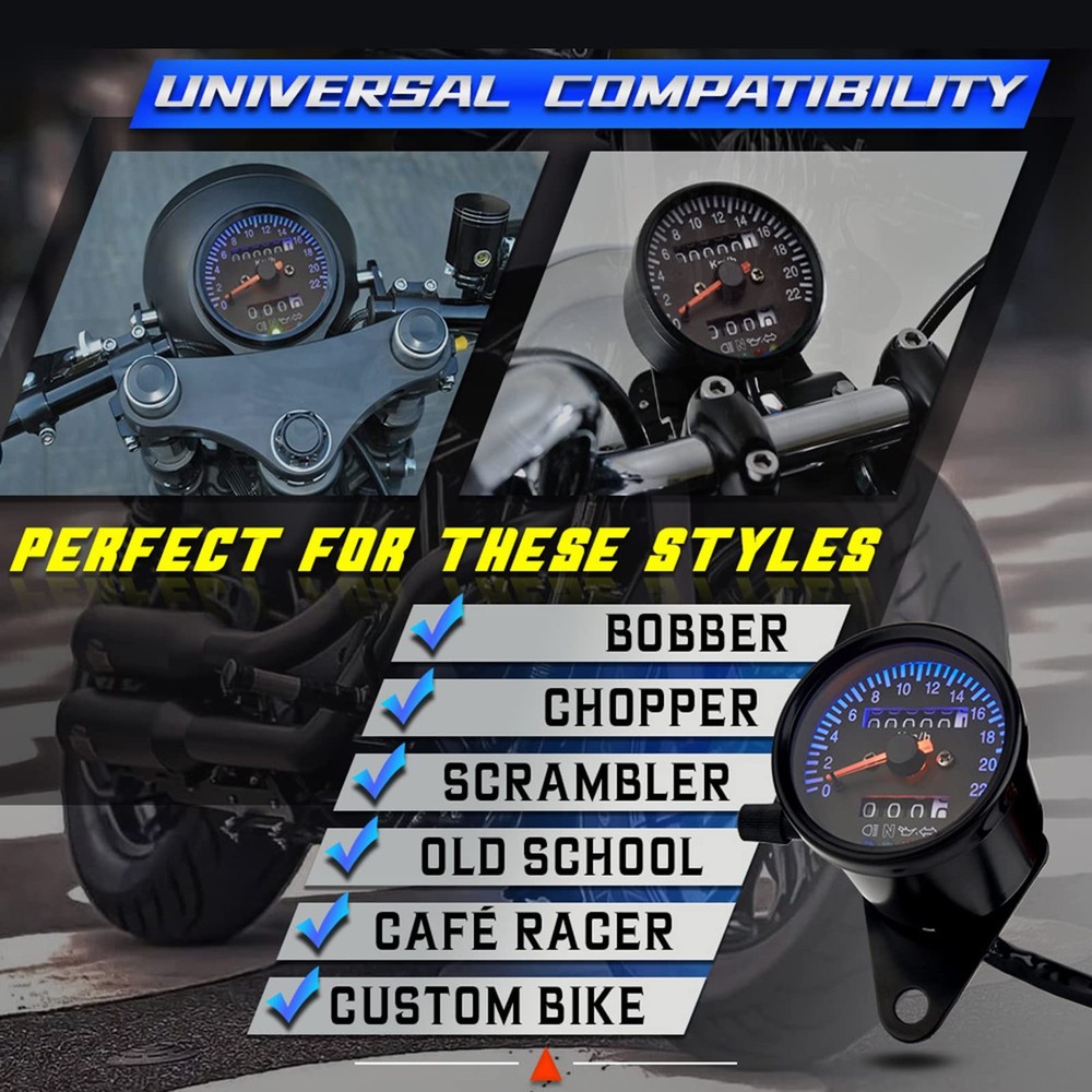Motorcycle Speedometer 220km/h, Motorcycle Odometer Speedometer with Indicator Light...