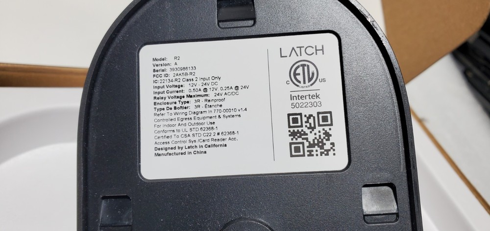 Latch R Series Model R2 Reader Black New.