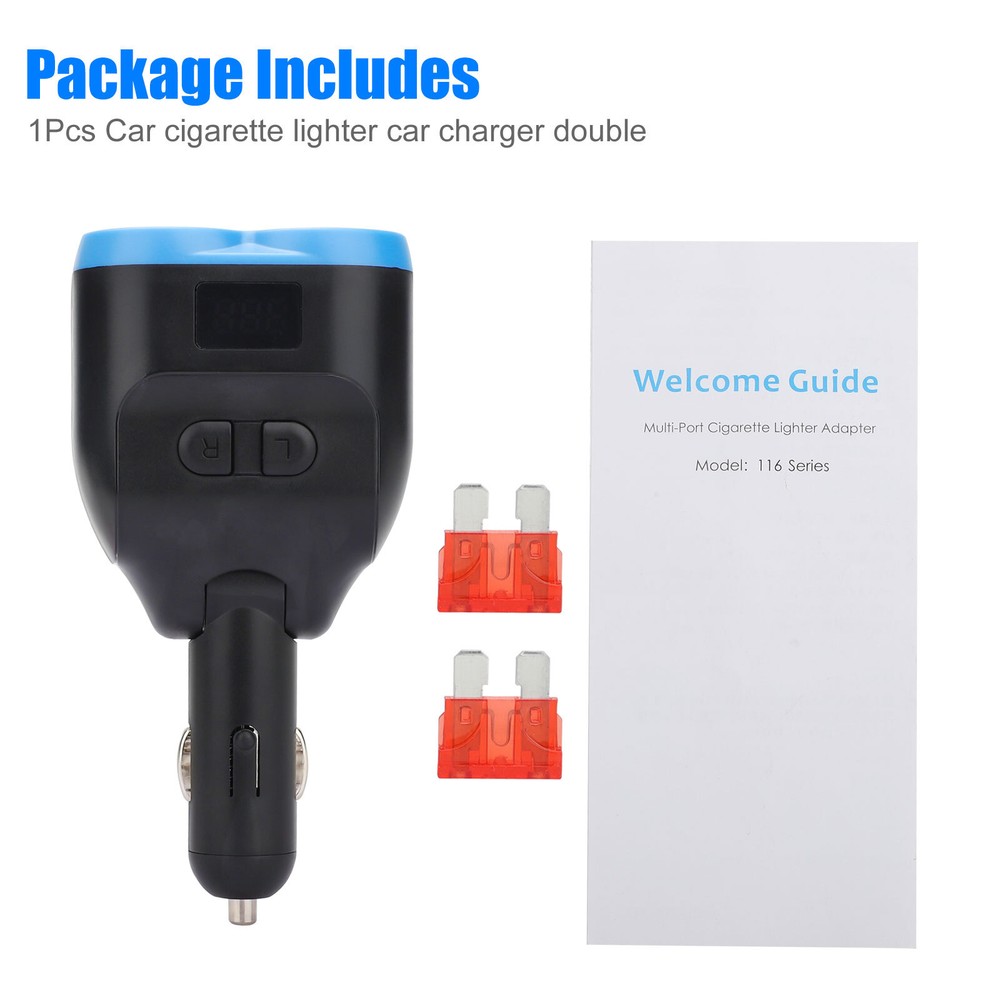 Dual USB Charger Power Adapter Car LCD Cigarette Lighter Socket Splitter DC 12V
