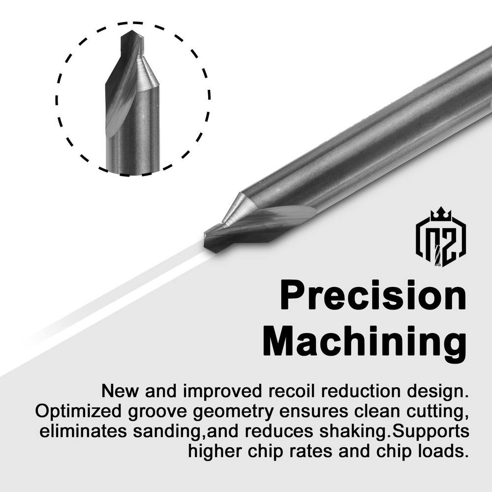 5PCS 60 Degree Solid Carbide 7/64" x 1/4" x 2" Center Drills - Double End