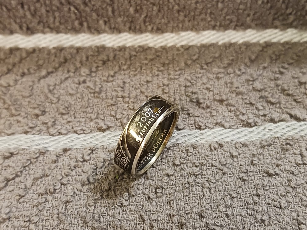 UTAH State 90% Silver Proof Washington Quarters coin ring 8 2007