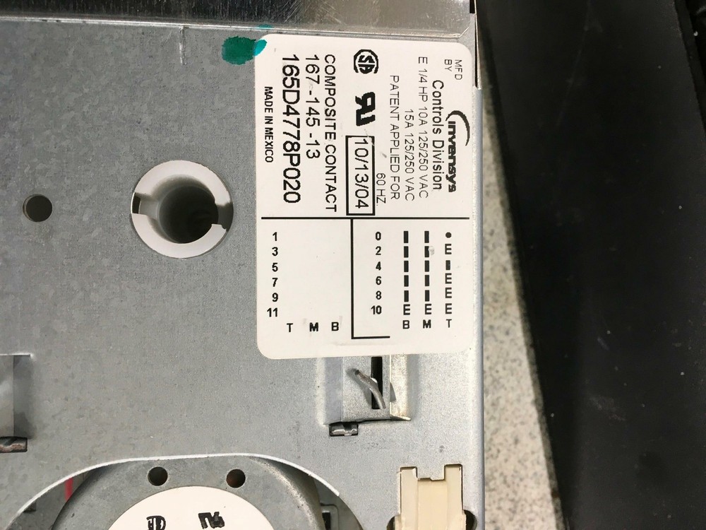 GE General Electric Dishwasher Timer part # 165d4778p020