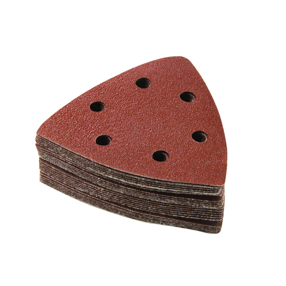 15 Pcs 90*90*mm Triangle Sandpaper 6 Hole Sanding Sheets Hook & Loop 60 -1000 Gr