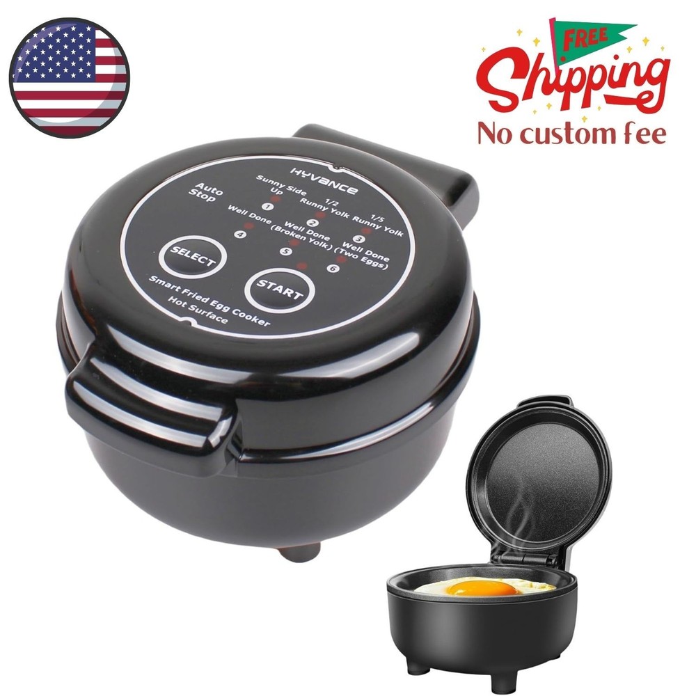 Smart Fried Egg Cooker, Automatic Fried Egg Maker, Non Stick Coating (Black)