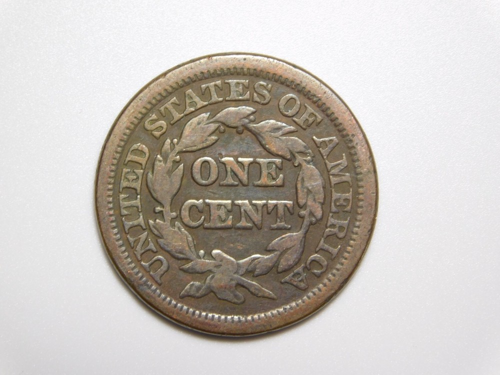 US COINS 1847 BRAIDED HAIR LARGE CENT *BENT*