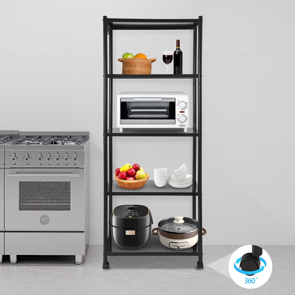 Adjustable Kitchen Storage Shelf With Wheels 5-tier Shelving Rack Storage Rack