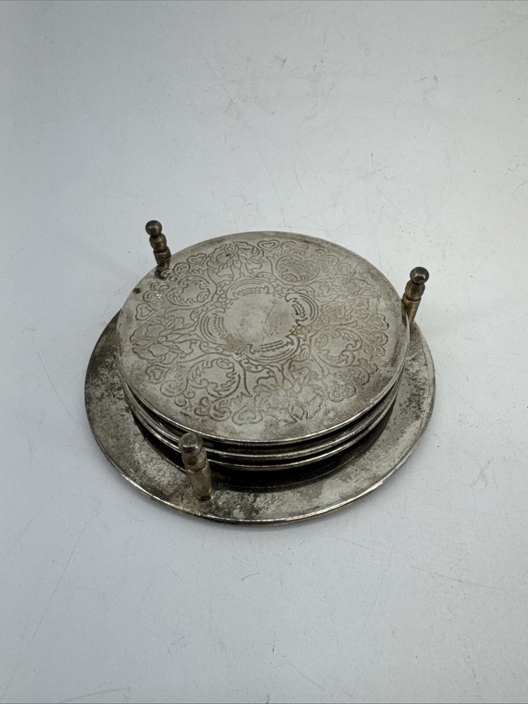 3 High Quality Silver Plated Antique Drink Coasters