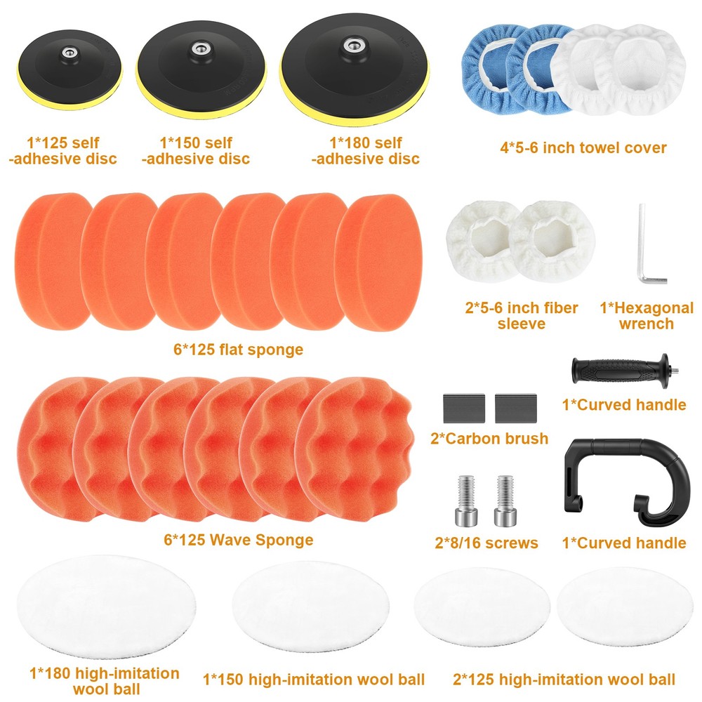 2000W Car Polisher Polishing Machine Kit Buffer Sander Variable 7 Speed w/Pad