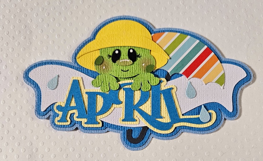 April Frog Title. Scrapbook, Card making Paper Piecing