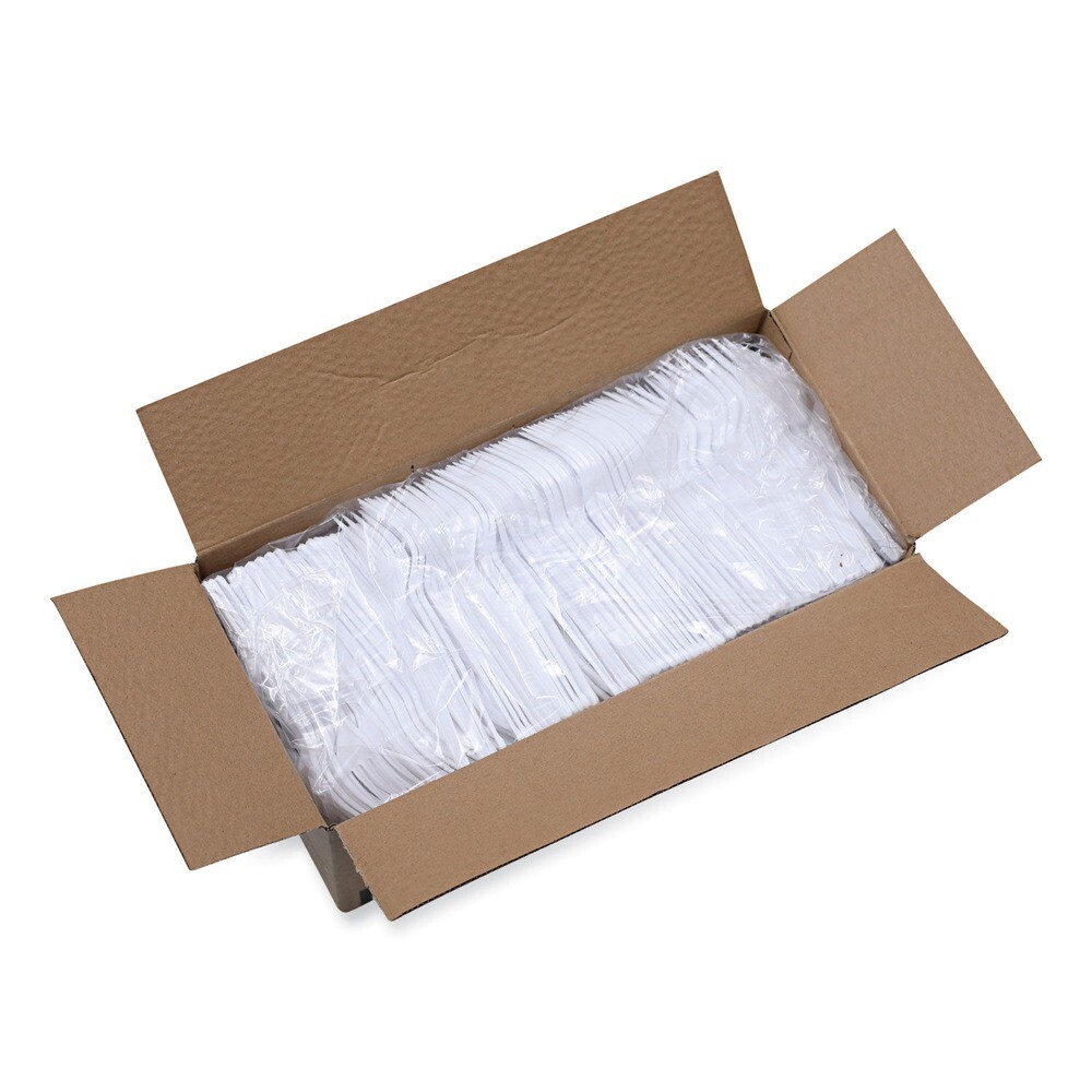 Boardwalk FORKHW Heavyweight Polystyrene Fork Cutlery - White (1000/Ct) New