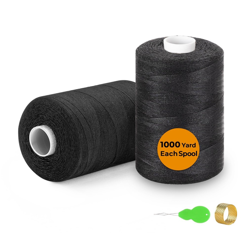 Sewing Thread 1000 Yard per Black Sewing Thread Polyester Thread Spools Sewin...