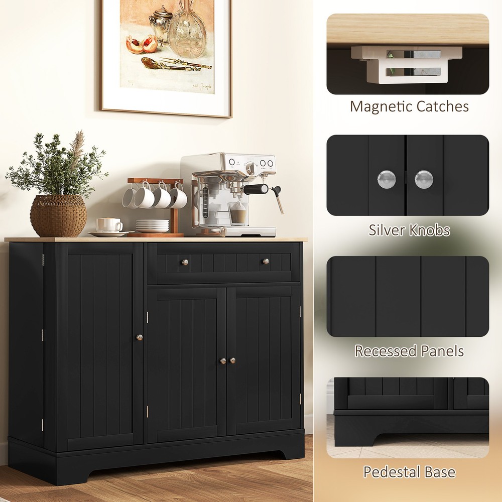 41" Sideboard Buffet Cabinet with Storage Drawer, Adjustable Shelf, Black