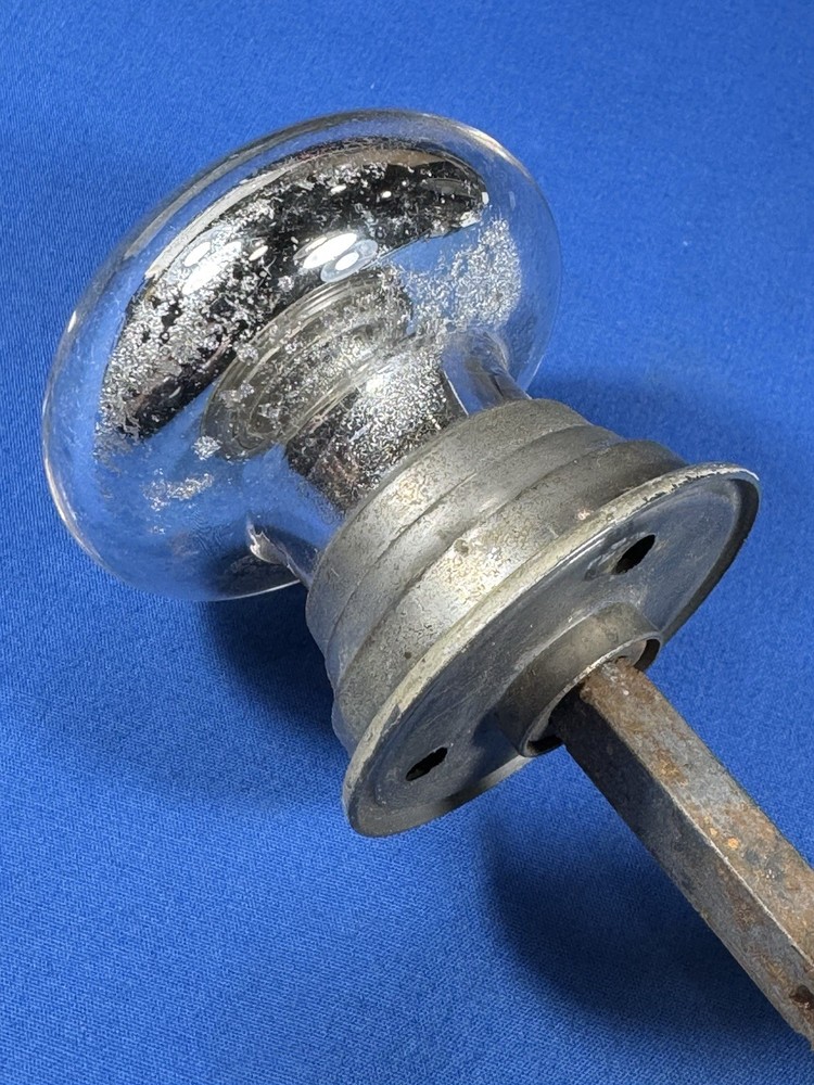 C.1920 Mercury Glass Door Knobs, No cracks, Cool Distressed Reverse Surface