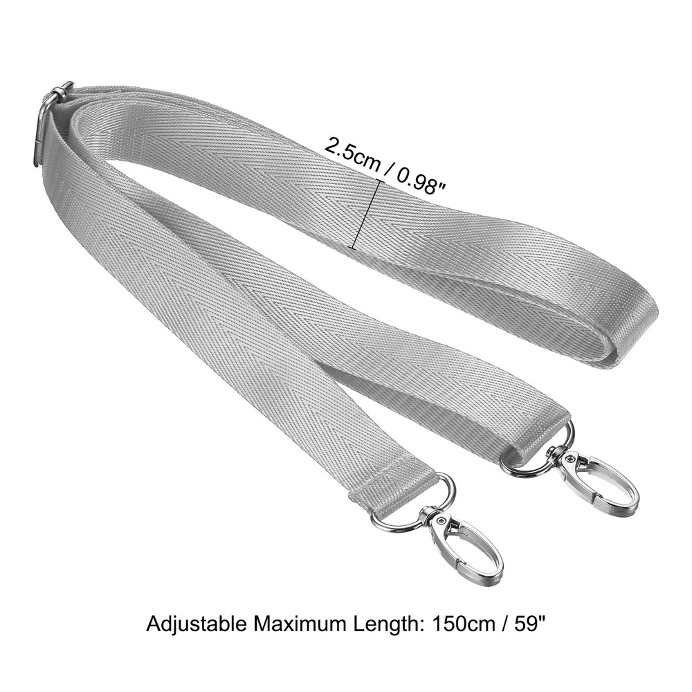 59" Shoulder Strap, 0.98" Width Adjustable Strap with Swivel Hooks, Grey