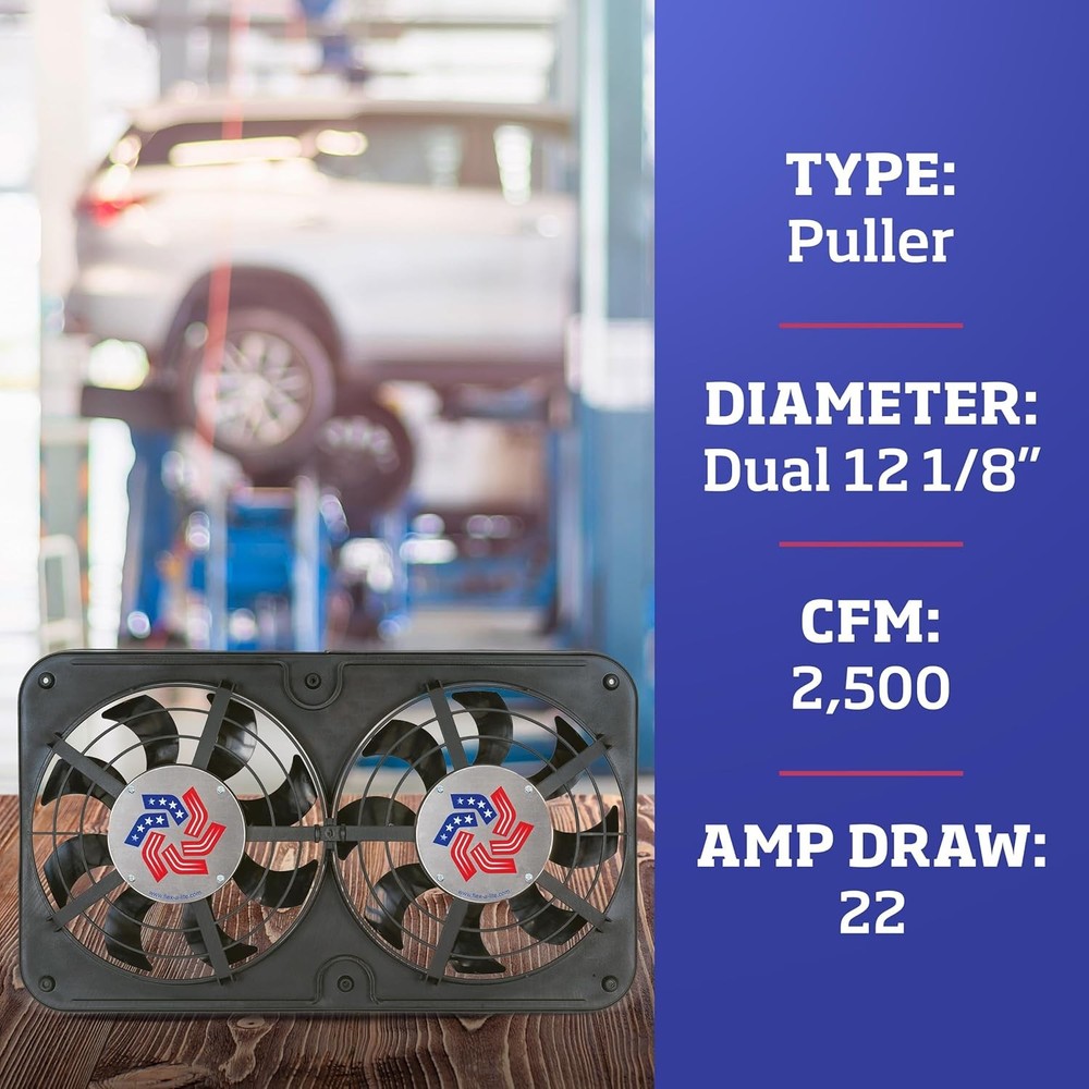 12" Low Profile Dual S-Blade Electric Radiator Puller Fan Variable Speed Control