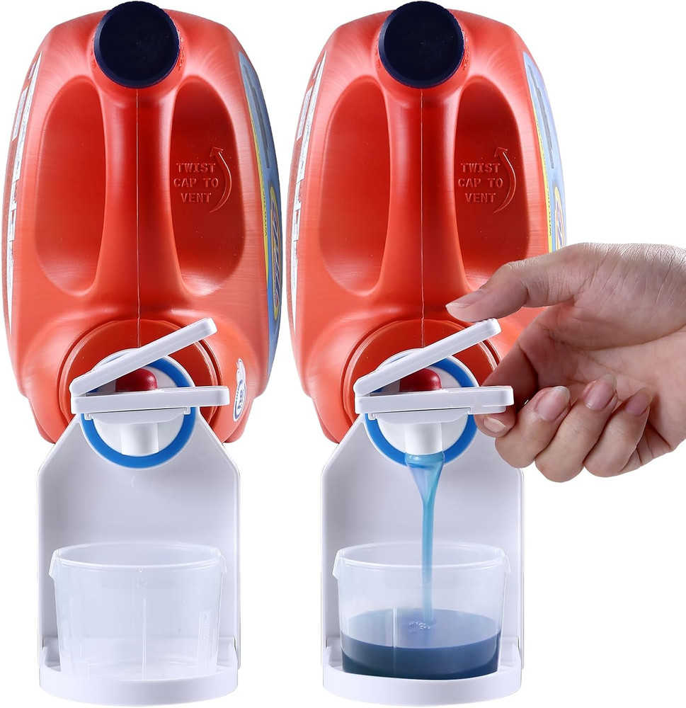 [2 Pack] Laundry Detergent Dispenser Cup Holder & Nozzle Force-Saving Switch, So