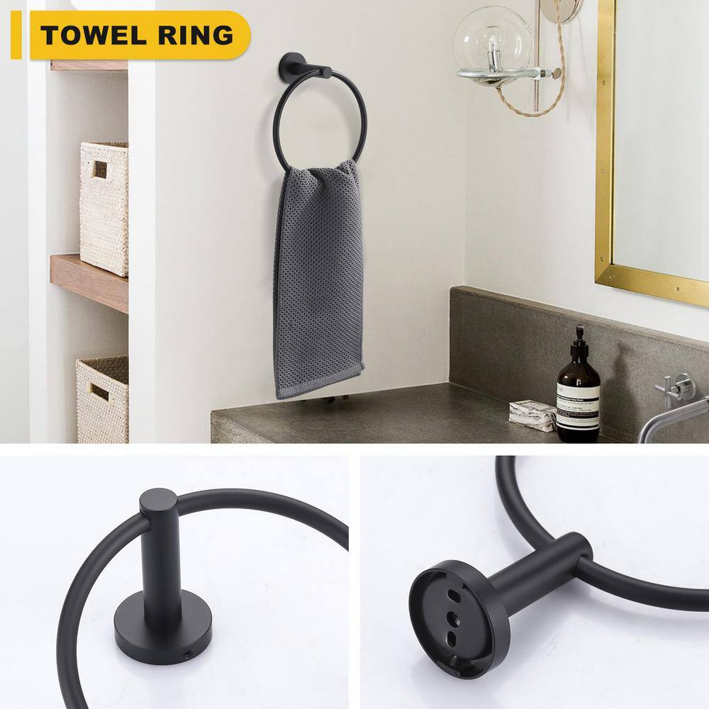 3-Piece Bath Hardware Set with Mounting Hardware in Matte Black