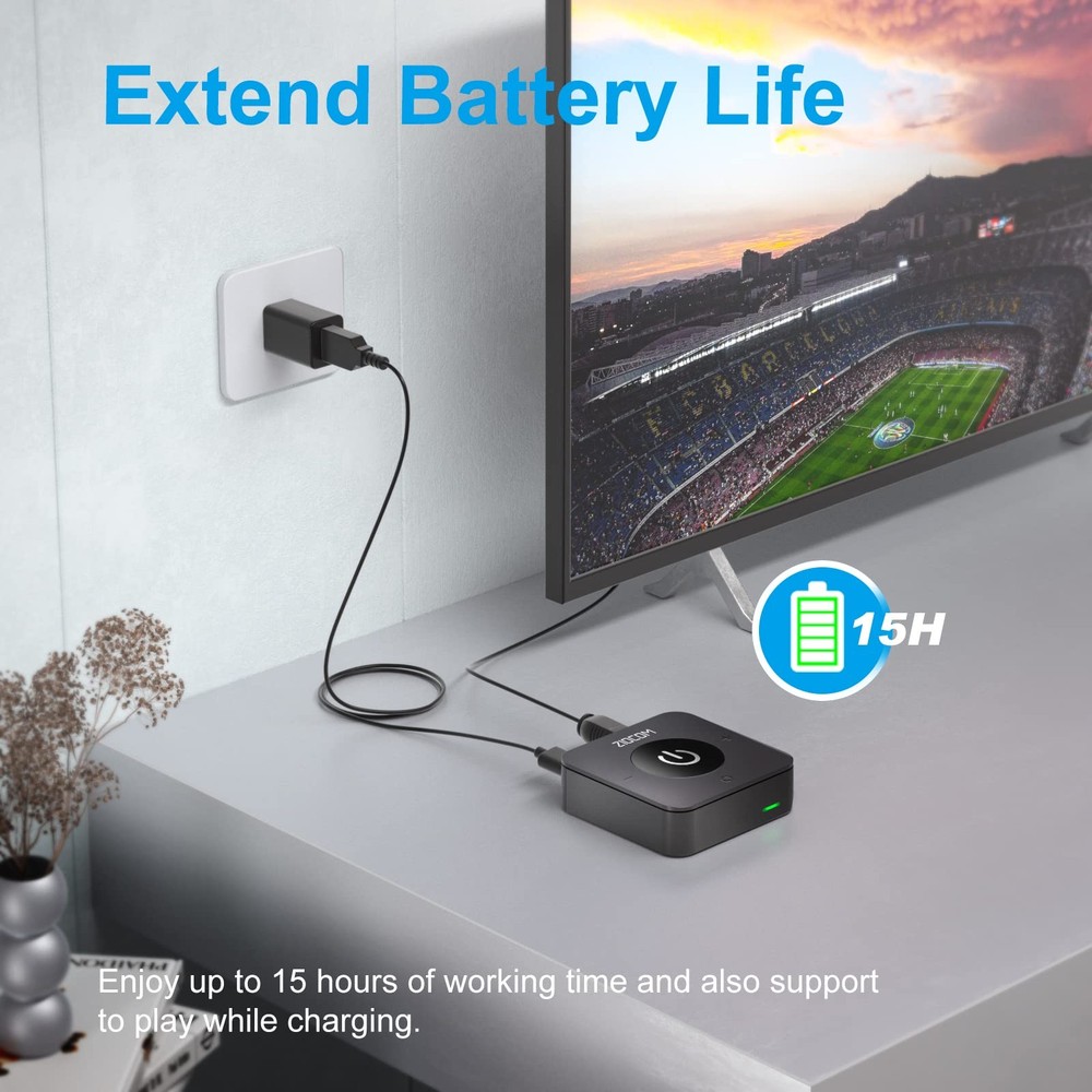 Bluetooth Transmitter for TV Wireless Adapter Optical 3.5mm Aux RCA 2 Devices