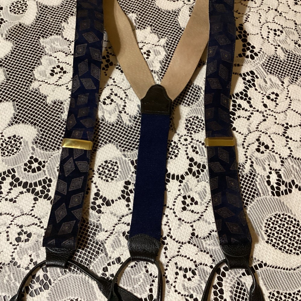 Leather/Suede Suspenders With Brass Hardware