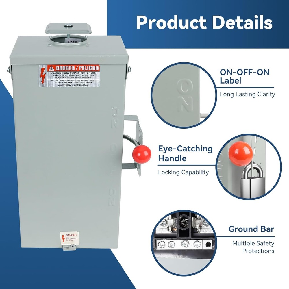 100A Generator Transfer Switch,24000W General-Duty Double-Throw Safety