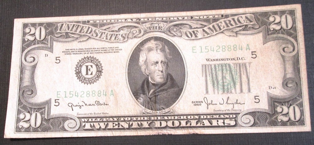 1950 $20 Dollar ERROR Note Misaligned Reverse !!! NEW, LOW Price!!!