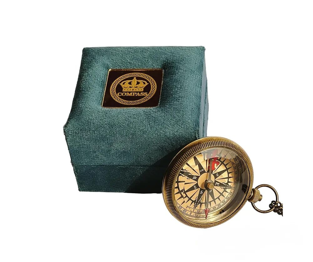 locket compass Brass Nautical Compass with Leather case, Handmade Compass, Gift