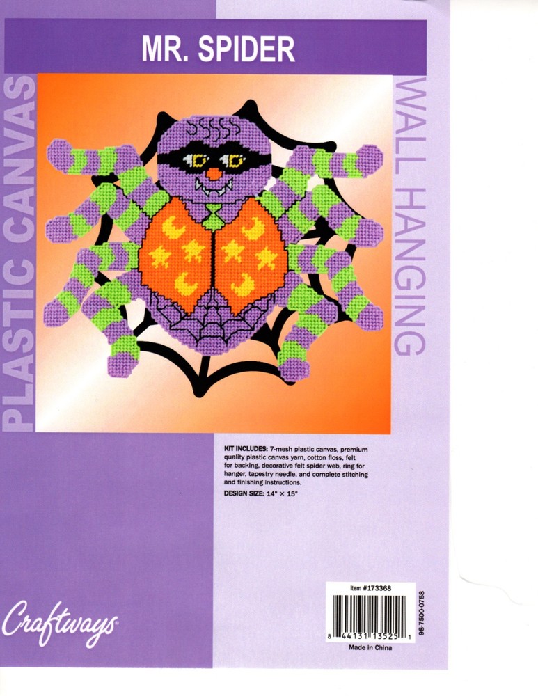 MR SPIDER  WALL HANGING 7ct  plastic canvas PATTERN  (#TF0366)