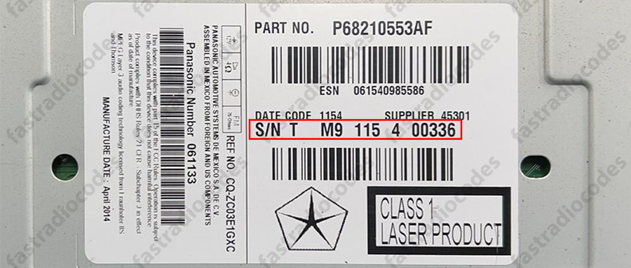 ✅CHRYSLER PACIFICA CAR RADIO ANTI-THEFT UNLOCKING PIN CODE FOR ALL MODELS✅