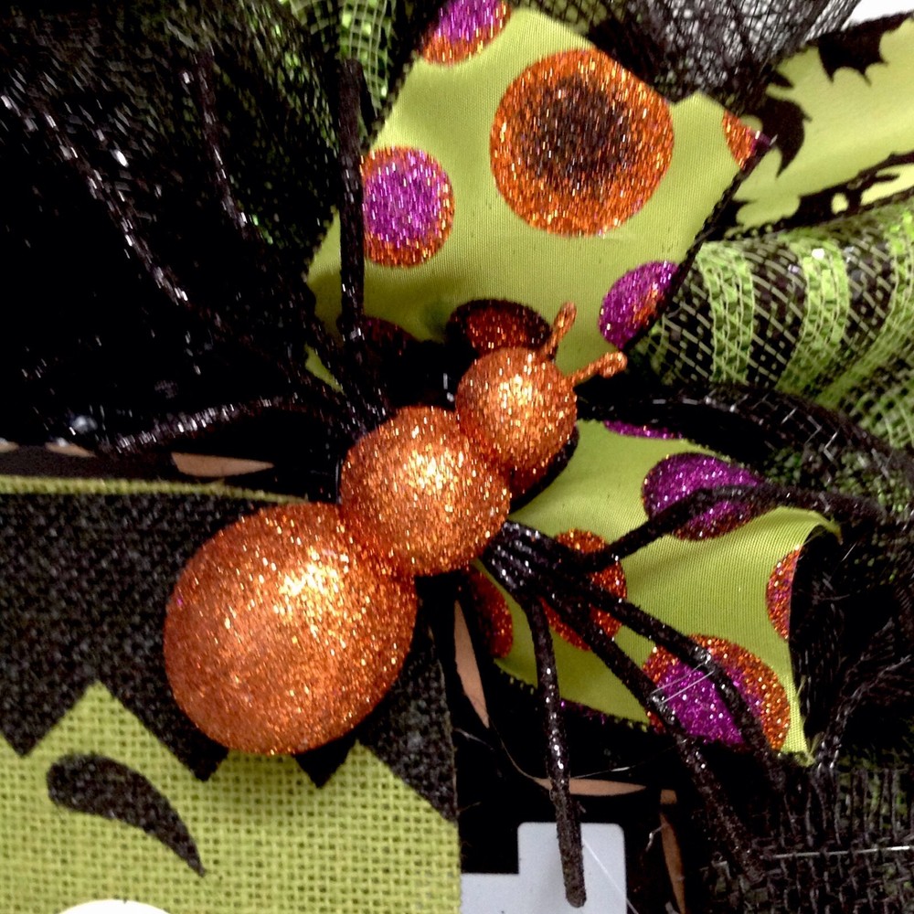 Smiling Frankenstein Halloween Deco Mesh Wreath