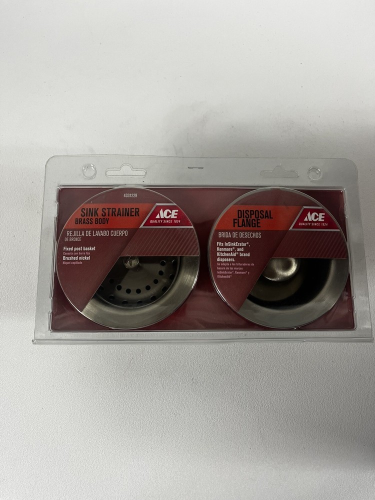 Kitchen Sink Fixed Post Basket Strainer & Garbage Disposal Flange Brushed Nickel