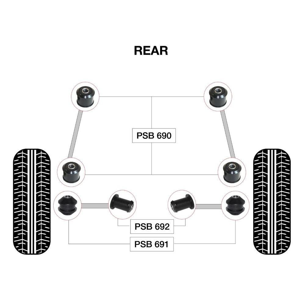 8x Lexus SC 430 (02-10) Rear Polyurethane Bushing Kit