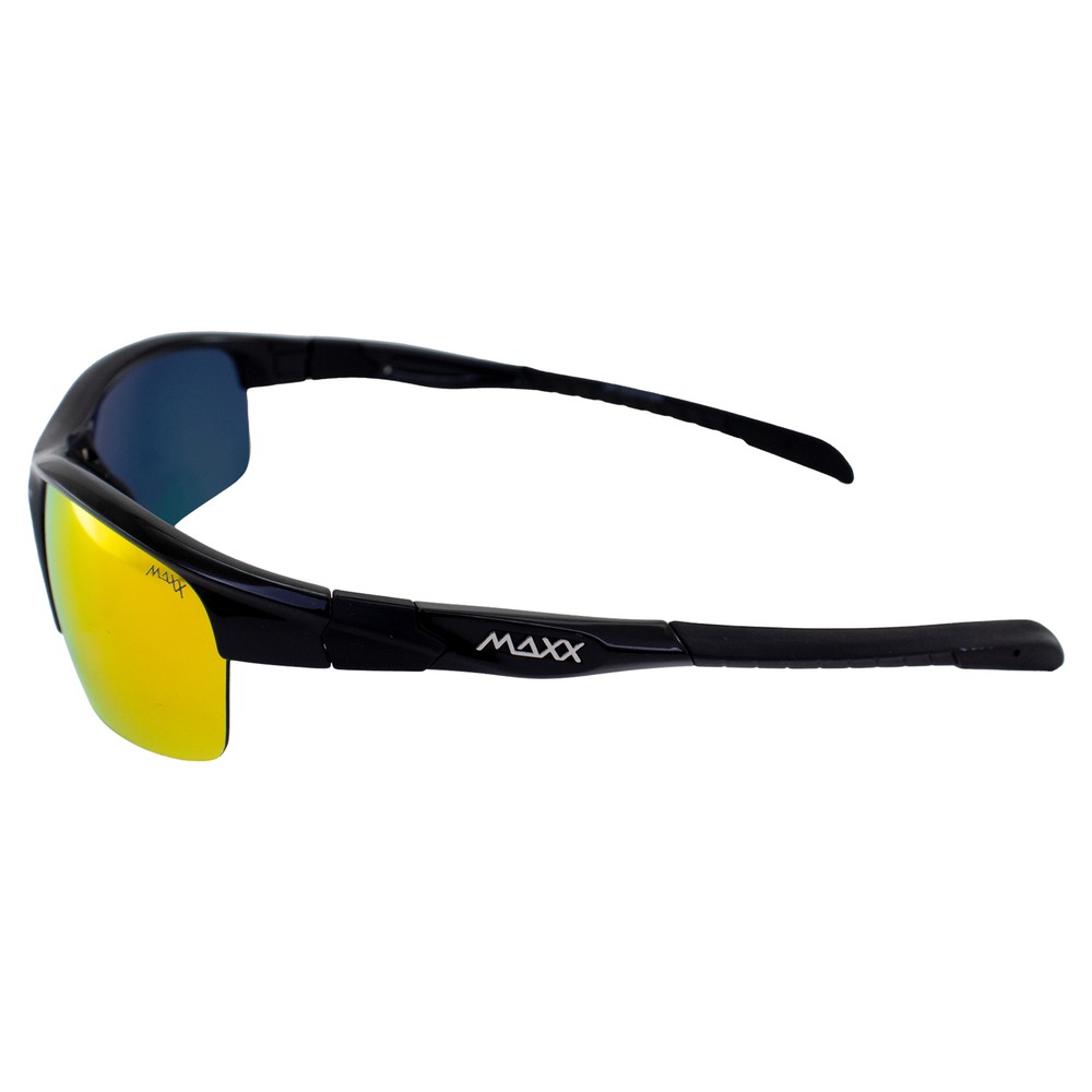 Maxx Switchback Sport Golf Sunglasses Black with Polarized Orange Mirror Lens